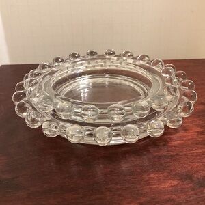 VTG Imperial Glass Ohio candlewick style nesting ashtrays / candle holders